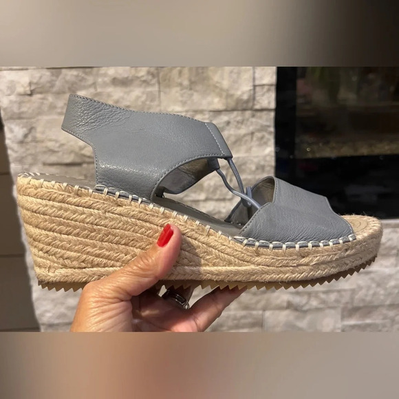 Eileen Fisher espadrilles, gray upper leather, hardly used size 8 - Picture 1 of 13